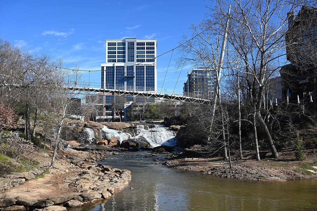 Liberty Bridge at Falls Park on the Reedy in Greenville, South Carolina